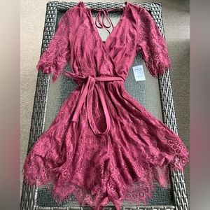 Charlotte Russe Wine Colored Lace Romper Size Small